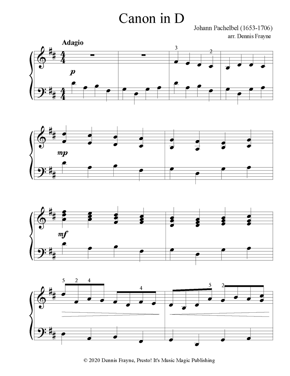 Canon in D (Pachelbel's Canon) — Presto! It's Music Magic Publishing